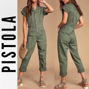 NWOT Pistola Grover Olive Green Denim Jumpsuit